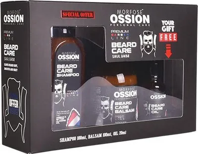 Produktbild von Geschenkset Ossion Beard Care 3er Set (Shampoo + Balsam + Öl)