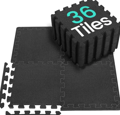 Produktbild von Puzzlematte Bodenschutzmatte, Fitness-Set, 31 x 31 cm, 36 Puzzlematten Sport, EVA-Sportmatte, Fitnessmatte, rutschfeste Bodenmatte für Fitnessstudio u