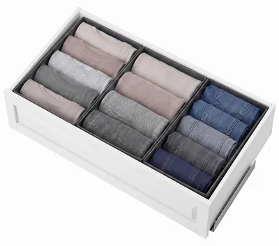 Produktbild von Aufbewahrungsbox Schubladen Organizer aus Vliesstoff Faltbare Stoffboxen 3er Set 2 Größen für PAX 75 ohne Trennfächer für Kleidung und Kleiderschrank