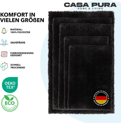 Produktbild von Badematten Sky extra flauschig viele Farben & Größen Deep Black 50 x 60 cm