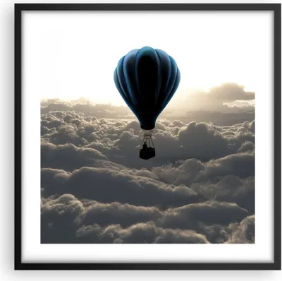 Produktbild von Gerahmtes Poster - Schwarzer Rahmen - Wolke Ballon Himmel - 50x50 cm - Wand Bild - Wanddeko - Wandbilder - Kunstposter - Wandposter - Bilderrahmen - Bilder - Kunstdruck - Wandbild - P2BAC50x50-3577