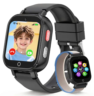 Produktbild von Smartwatch Kinder mit GPS und Telefonieren Kinderuhr für Mädchen Jungen Schwarz