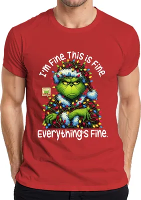Produktbild von Grinch I'm Fine This Is Fine Everything's Fine Weihnachten lustig Herren T-Shirt, Rot, 3XL