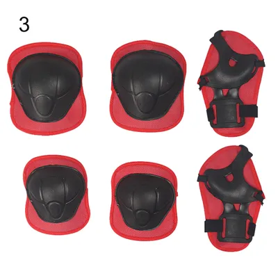 Produktbild von 6 Stücke Outdoor Kinder Skateboard Knieschützer Ellenbogen Handgelenk Hand Unterstützung Schutz Set-Rot
