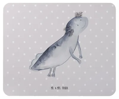 Produktbild von Mr. & Mrs. Panda Mouse Pad Axolotl Schwimmen - Grau Pastell - Geschenk, pc mauspad, Mousepad, Lurch, Optimistisch, Lurche, laptop, mousematte, Probleme