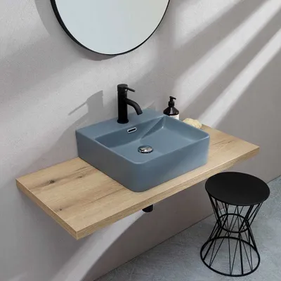 Immagine prodotto di Lavabo appoggio quadrato Vetroceramica grigio blu