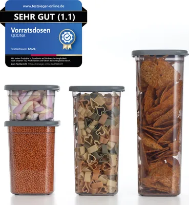 Immagine prodotto di Barattoli ermetici Mix-Size 0,5 L - 1 L - 1,5 L - 2 L Set di 4 Antracite