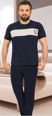 Immagine prodotto di Pigiama Schlafanzug Marineblau XL %100 Baumwolle Kurz 2-Teiler Set R-75 per bambini