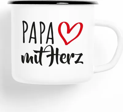 Produktbild von Huuraa Emaille Tasse Papa Geschenk Kaffeebecher Vintage 300ml Papa Präsent