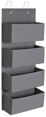 Produktbild von Hängeorganizer mit 4 Fächern, Hängeregal, Kleiderschrank-Organizer, Hängeaufbewahrung, Tür-Organizer, Schlafzimmer-Wohnzimmer, 12 x 33,5 x 100 cm, schiefergrau RDH04G