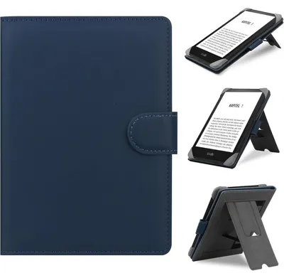 Immagine prodotto di Custodia universale in pelle per ebook, con supporto, colore blu, per dispositivi da 6 a 6,8 pollici