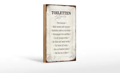Produktbild von Holzschild Spruch 12x18cm Toiletten Regeln Haus Schild