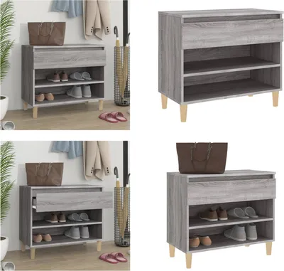 Produktbild von vidaXL Schuhregal Grau Sonoma 70x36x60 cm Holzwerkstoff - Schuhschrank - Schuhschränke - Schuhregal - Schuhaufbewahrung