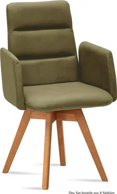 Produktbild von Armlehnstuhl drehbar (8er-Set) Dorit 52x92x60 Eiche geölt/Olivgrün