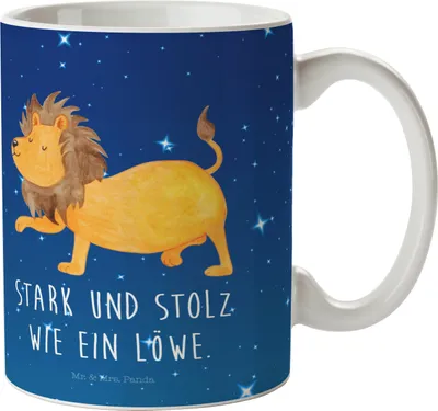Produktbild von Mr. & Mrs. Panda Teetasse Sternzeichen Löwe - Sternenhimmel Blau - Geschenk, Aszendent, Juli, Kaffeebecher, Geburtstag August, Tasse, König Der Tiere, Kaffeetasse, Becher