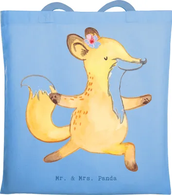 Produktbild von Mr. & Mrs. Panda Einkaufstasche Kinderyogalehrerin Herz - Sky Blue - Geschenk, Laptoptasche, Tragetasche, Tasche, totebag, Tote Bag, Schultasche