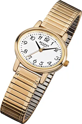 Produktbild von Regent Damen Armbanduhr F-892 Edelstahl gelbgold IP mit Zugband