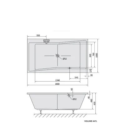 Zdjęcie produktu dla Wanna prostokątna QUEST 180x100x49cm, czarny mat