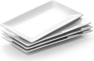Obrázek produktu pro Sada 4 kusů bílého obdélníkového servírovacího nádobí na dezerty a oslavy