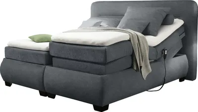Produktbild von Boxspringbett >EVOLUTION< Liegefläche 160x200cm, Motor, Bezug anthrazit - 190x122x220 (BxHxT)