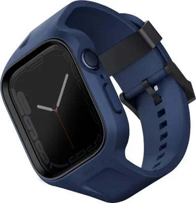 Imagen del producto de Correa y funda 2 en 1 UNIQ PASEK para Apple Watch, series 4/5/6/7/8/9/SE/SE2, 44/45 mm. Color: azul marino