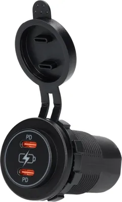 Zdjęcie produktu dla szybka ładowarka 12/24 V 2-krotne gniazdo USB-C PD wbudowana ładowarka do telefonu komórkowego 36/60 W