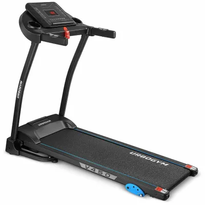 Produktbild von URBOGYM V450 Elektrisches Laufband klappbar für Zuhause, 10 km/h, 2,0 PS, 12 Programme, 3-stufige Steigung, Bluetooth, USB, bis 120 kg