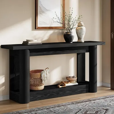 Produktbild von Konsolentisch 160 cm Schwarz 2-stufig mit Stauraum