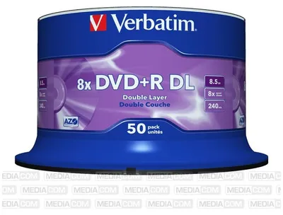 Productafbeelding van Verbatim DVD+R Double Layer, 8x, mat zilver, 50 stuks, verpakking: spindel