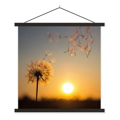 Produktbild von MuchoWow® Textilposter Löwenzahn - Sonne - Sonnenuntergang 40x40 cm mit schwarzem Rahmen - Fotos