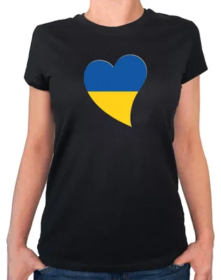 Produktbild von Huuraa Damen T-Shirt Ukraine Flagge Herz XS Black Bio Baumwolle Fairtrade Damenshirt Geschenkidee