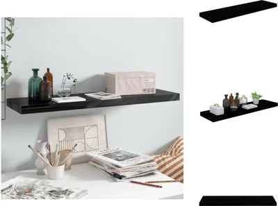 Produktbild von vidaXL Schweberegal Hochglanz-Schwarz 90x23,5x3,8 cm MDF -  Wandregale