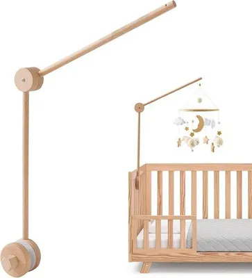 Produktbild von Verstellbarer Holz Mobile Halter für Baby-Betten und Reinigungstische - Heimwerker Spinning Windgong und Bettbell für Kinder