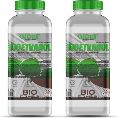 Produktbild von Bioethanol Waldduft 96,6% 2L für Kamin Universal Rauchfrei und Rußfrei GiDeli