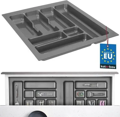 Produktbild von Besteck-Schachtel - 490 x 435 mm - Grauer Tablett-Organisator für Spüle