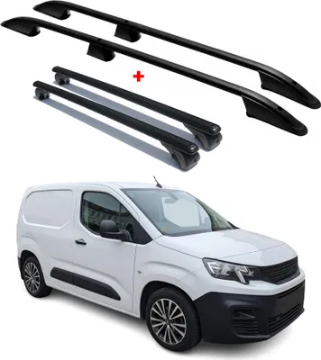 Image de Kit Barres de toit pour Peugeot Partner 2018-2024 L1 Empattement Court Alu Noir