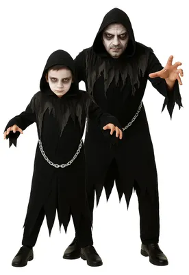 Produktbild von Sensenmann Kostüm Kinder & Herren – Grim Reaper Halloween Verkleidung schwarz, Größe:152/158