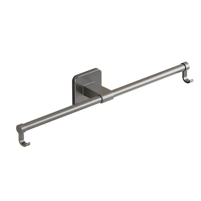 Produktbild von Handtuchhalter, Raumaluminium+ABS, bohrfreie Montage, wasserfest, rostfrei, hohe Tragkraft, beidseitige Aufbewahrung, bewegliche Stange, 70cm