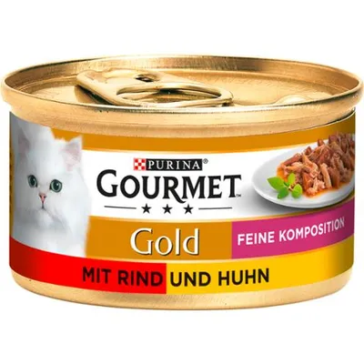 Produktbild von GOURMET Gold Feine Komposition mit Rind und Huhn, Adult, jede Rasse, Rind, Huhn, 85 g
