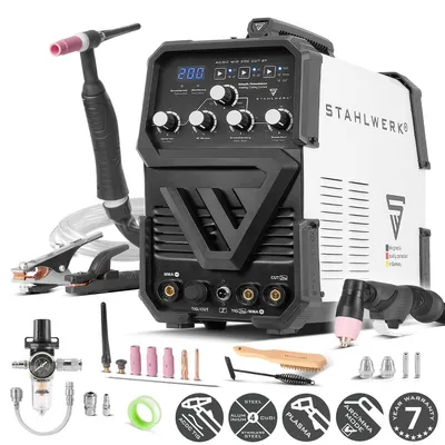Zdjęcie produktu dla STAHLWERK Spawarka 3 w 1 combi AC/DC TIG 200 CUT ST - TIG & MMA do 200 A, cięcie plazmowe do 45 A, stal nierdzewna, miedź, aluminium, tytan