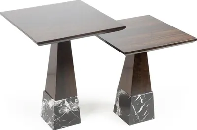 Produktbild von Braun 2x Beisteltisch Wohnzimmer Set Komplett Kaffeetisch Couchtisch