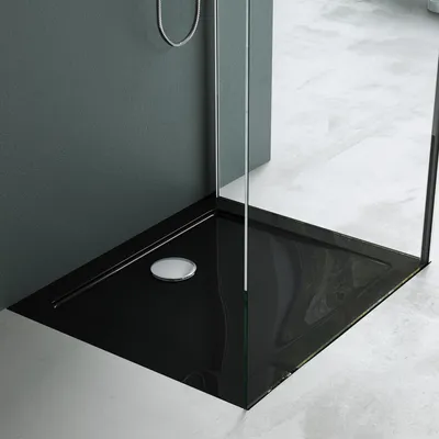 Produktbild von Mai & Mai Duschwanne Duschtasse Faro in Schwarz inkl. Ablaufgarnitur 02, Form: Rechteckig, BTH: 70x80x4cm