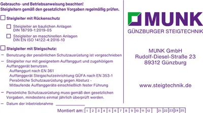 Produktbild von Günzburger Steigtechnik Kennzeichnungsschild für Steigschutzeinrichtung - 019007