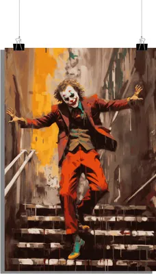 Zdjęcie produktu dla Plakat Joker - Złoczyńca z filmu Batman - Plakat Złoczyńca - 61x91cm - Idealny do oprawienia w ramkę