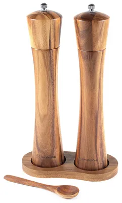 Gewürzmühlen-Set, 25 cm, Keramikmahlwerk, Akazienholz, braun
