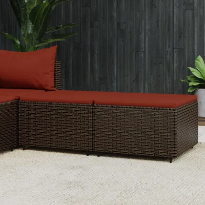 Image de The Living Store Tabouret de jardin avec coussin 2 pcs. Rotin poly marron