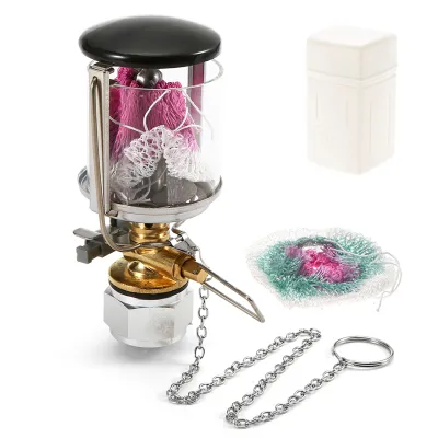 Produktbild von Mini Propan Laterne Einmantel Gaslampe Tragbare Gaslicht H?ngende Zeltlampe mit 2 Laternenm?nteln fš¹r Wanderungen mit dem Rucksack
