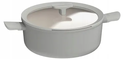 Produktbild von BergHOFF Leo Kochtopf, 28 cm, rund, Aluminium, Keramik-Antihaftbeschichtung, induktion, mit Glasdeckel, grau, 6,2 L, Cool-Touch-Griffe, PFAS-frei