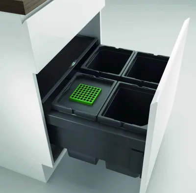 Produktbild von Naber 8013317 Abfallsammler Cox® Base 360 S/600-4 mit Biodeckel, anthrazit / 60 cm Schrankbreite