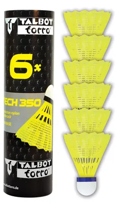 Productafbeelding van Talbot-Torro Badmintonballen TECH 350, verpakking van 6 stuks, kleur mand: geel, snelheid: blauw/medium